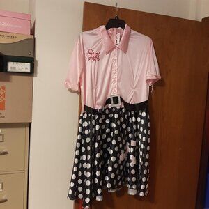 NEW ! Women Fun Shack 50s Pink Poodle Dress Rock&Roll Halloween Costume Size 2XL